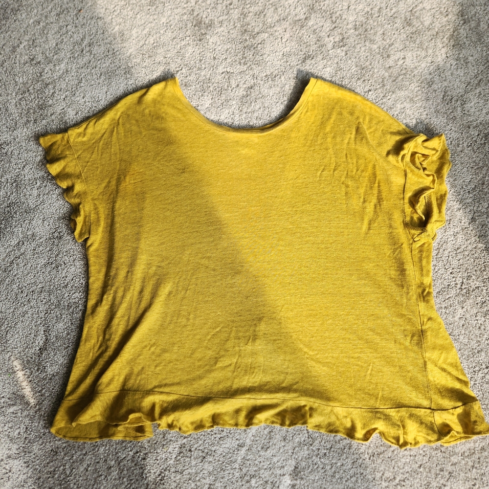 Yellow Ruffle Sleeve Women's Top